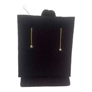EF Collection Linear Single Solitaire Diamond 14K Gold Chain Drop Earrings